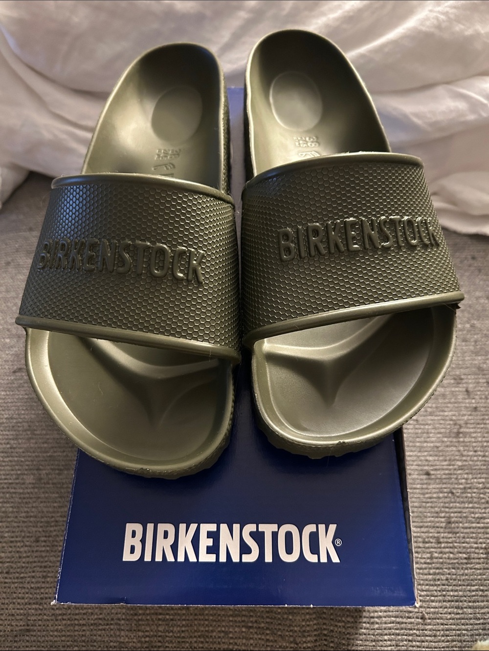 Birkenstock Barbados EVA Slide Sandals in Khaki/ Olive Green